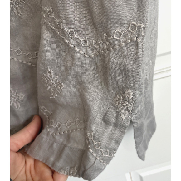 St. Tropez West Women’s Embroidered Linen Sleeveless Blouse Sz S Boho Lagenlook - Picture 7 of 14